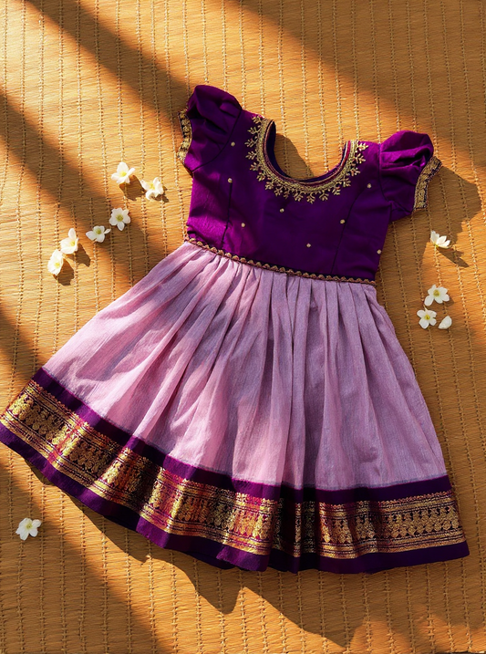 Wine with Lavender baby girl traditional ethnic dress