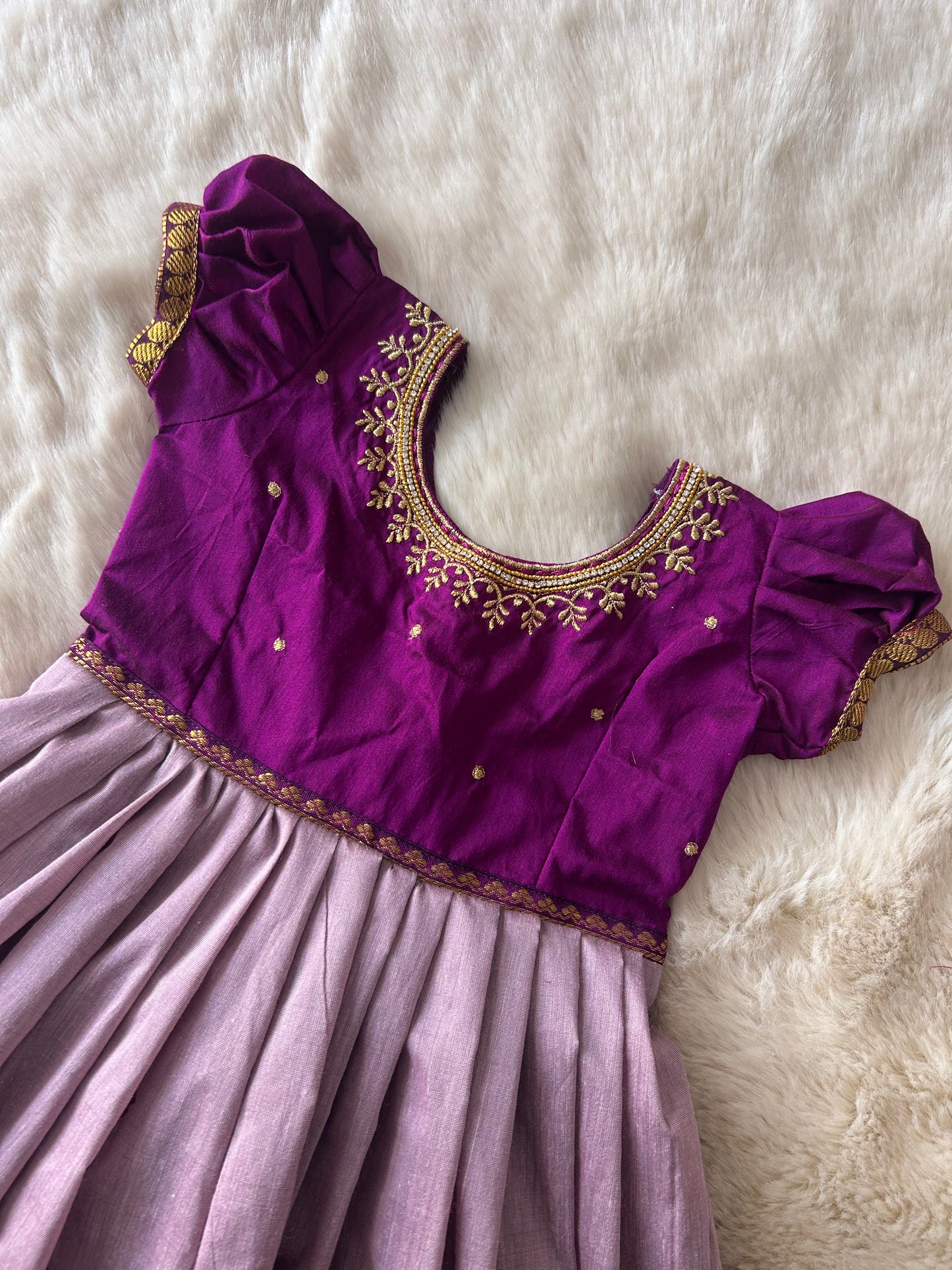 Wine with Lavender baby girl traditional ethnic dress