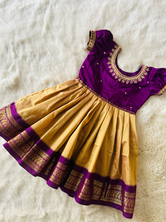 Wine with golden hue baby girl traditional ethnic dress