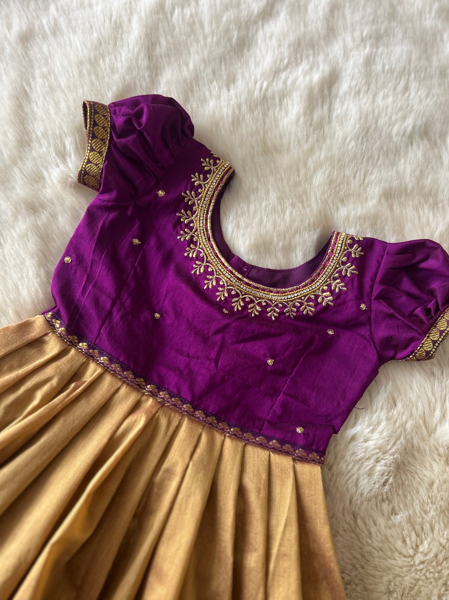 Wine with golden hue baby girl traditional ethnic dress