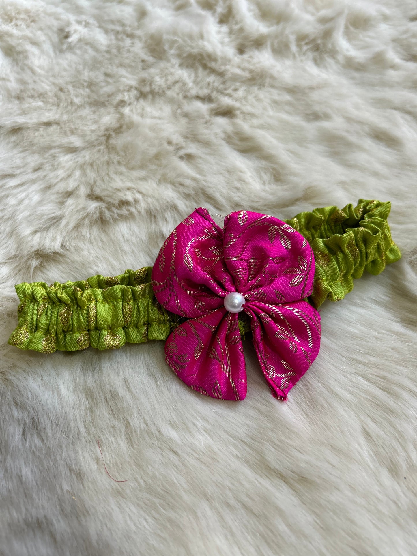 Hair Bow - Green and Pink