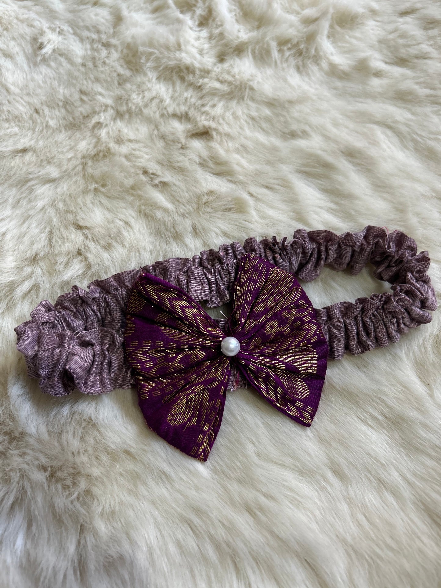 Hair Bow - Wine and Lavenderish Grey