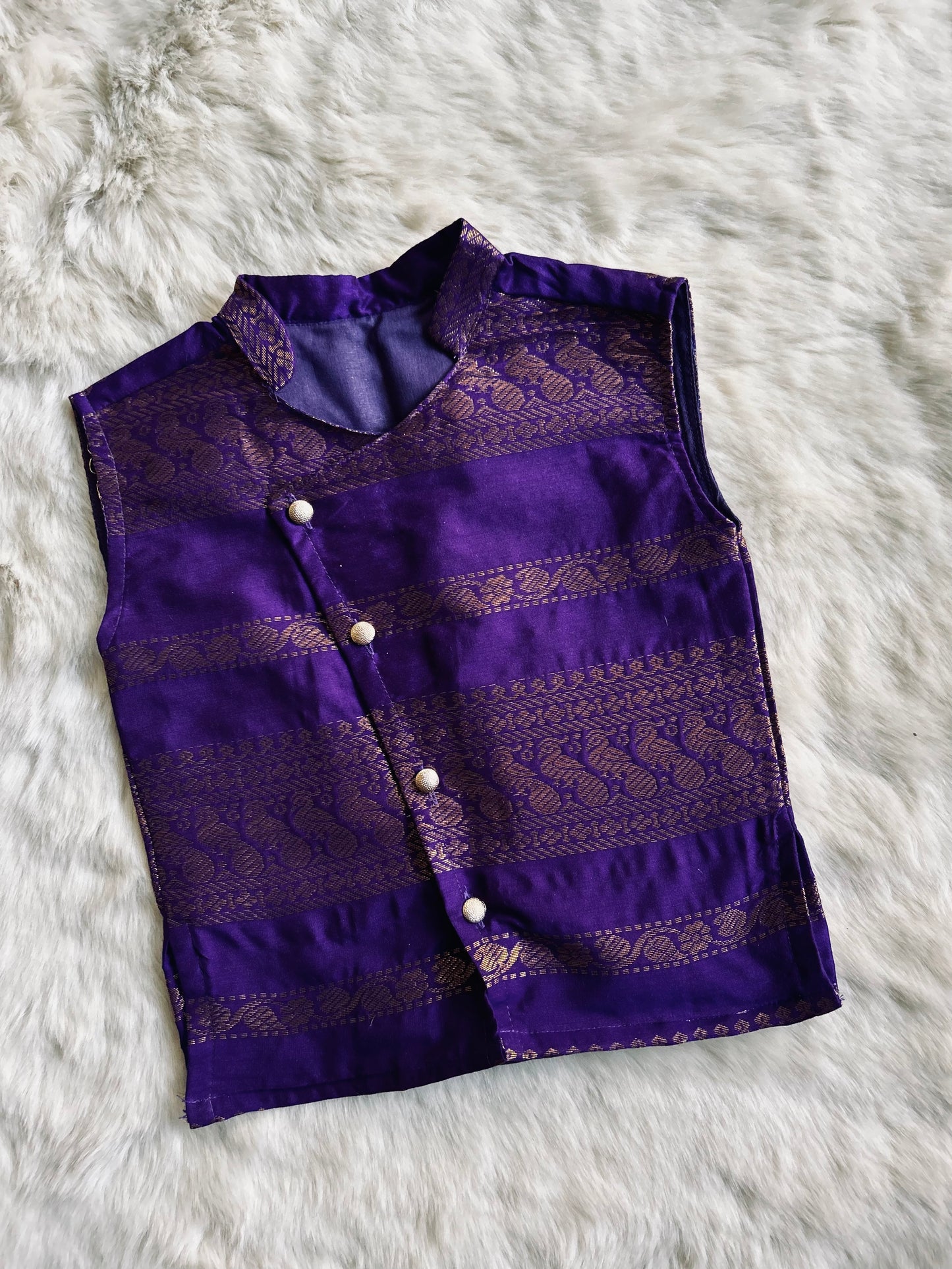 Purple with mustard sleeveless kurta dhoti ethnic wear for baby boy