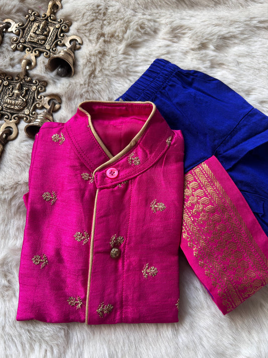 Richie Blue with Pink shade kurta dhoti ethnic wear for baby boy