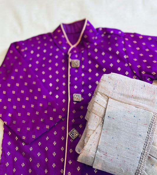 Rani Pink and gold kurta dhoti ethnic wear for baby boy