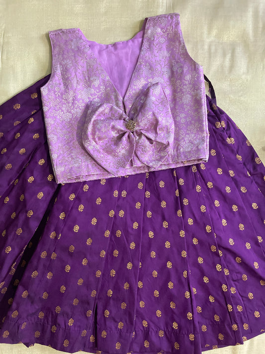 Designer Bow blouse Lavender and wine langa blouse for baby girl