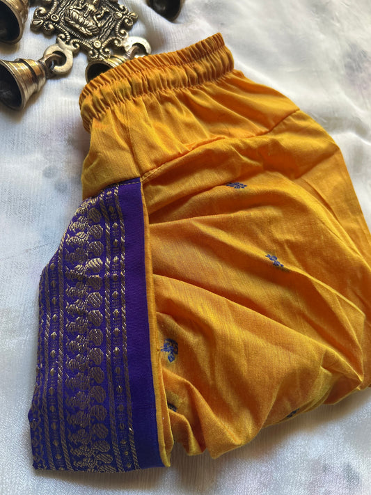 Mango yellow with purple border dhoti baby boy ethnic bottom wear