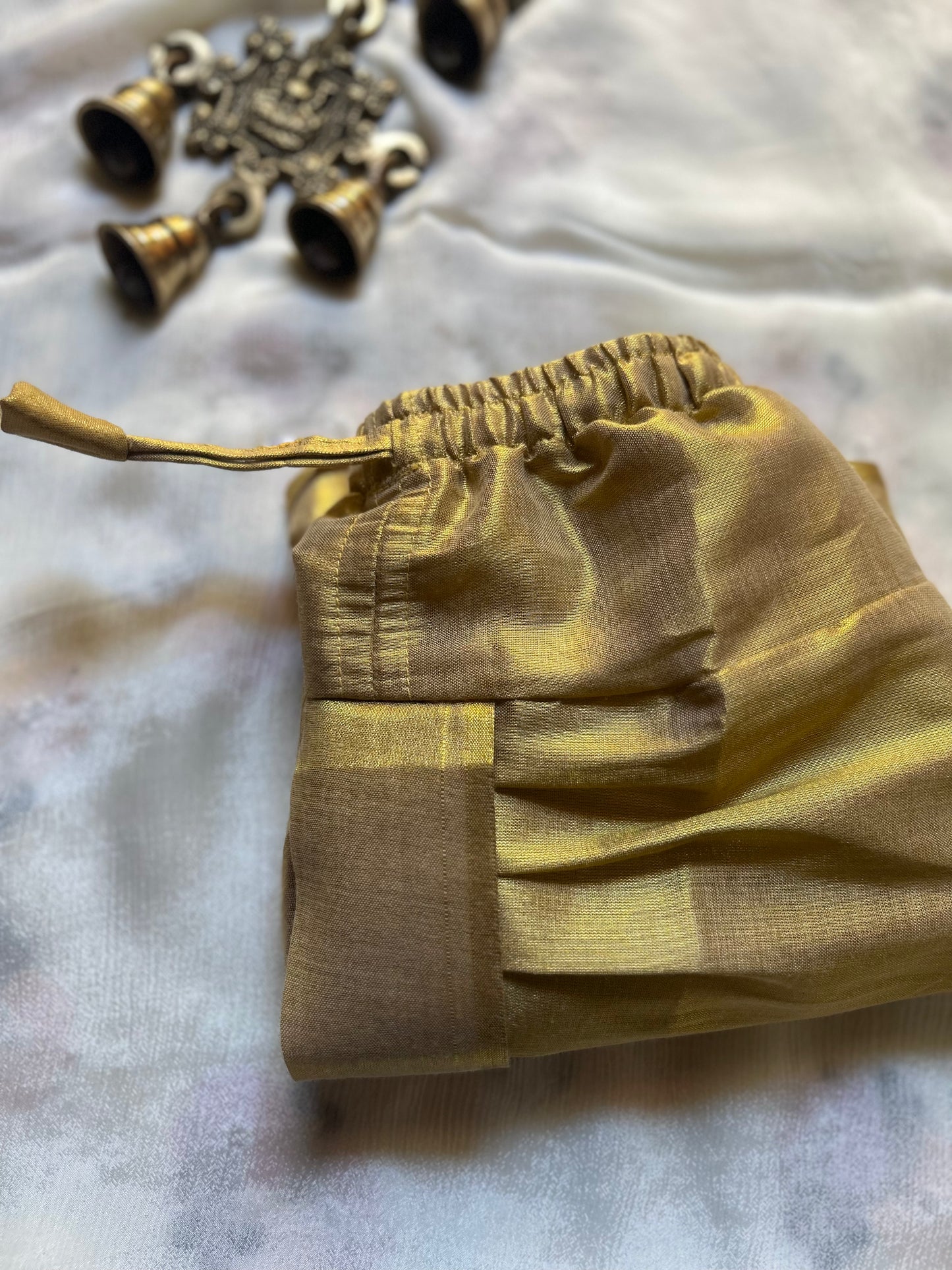 Tissue gold dhoti baby boy ethnic bottom wear