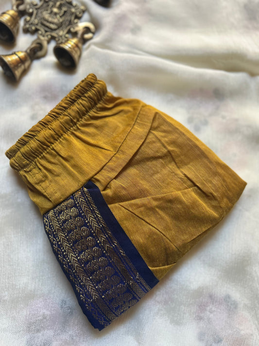 Mustard yellow with navy blue dhoti baby boy ethnic bottom wear