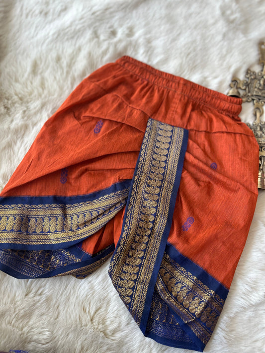 Bronze orange with navy blue dhoti baby boy ethnic bottom wear