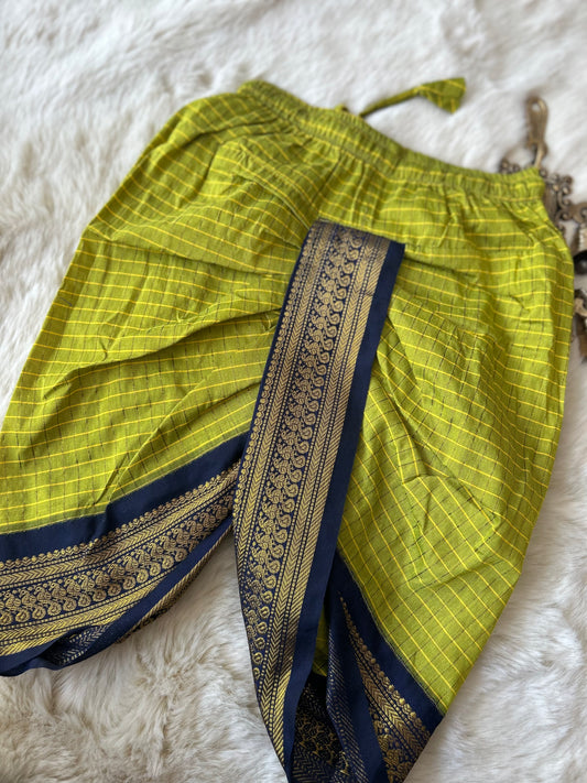 Green with navy blue chequered dhoti baby boy ethnic bottom wear