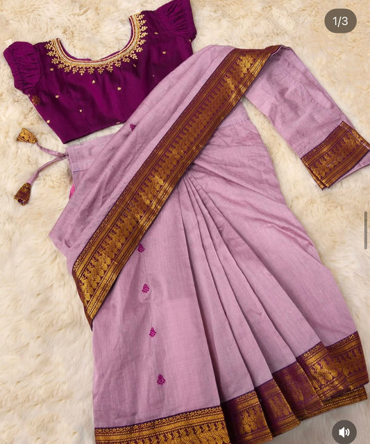 Lavendar and wine  - Ready to wear saree for kids Ethnic wear for baby girl - (PREORDER ONLY) 15-20 Days delivery time