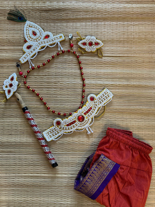 Krishna Dress Set for Baby Boy | Janmashtami dress | Krishna dress for newborn | Orange with purple