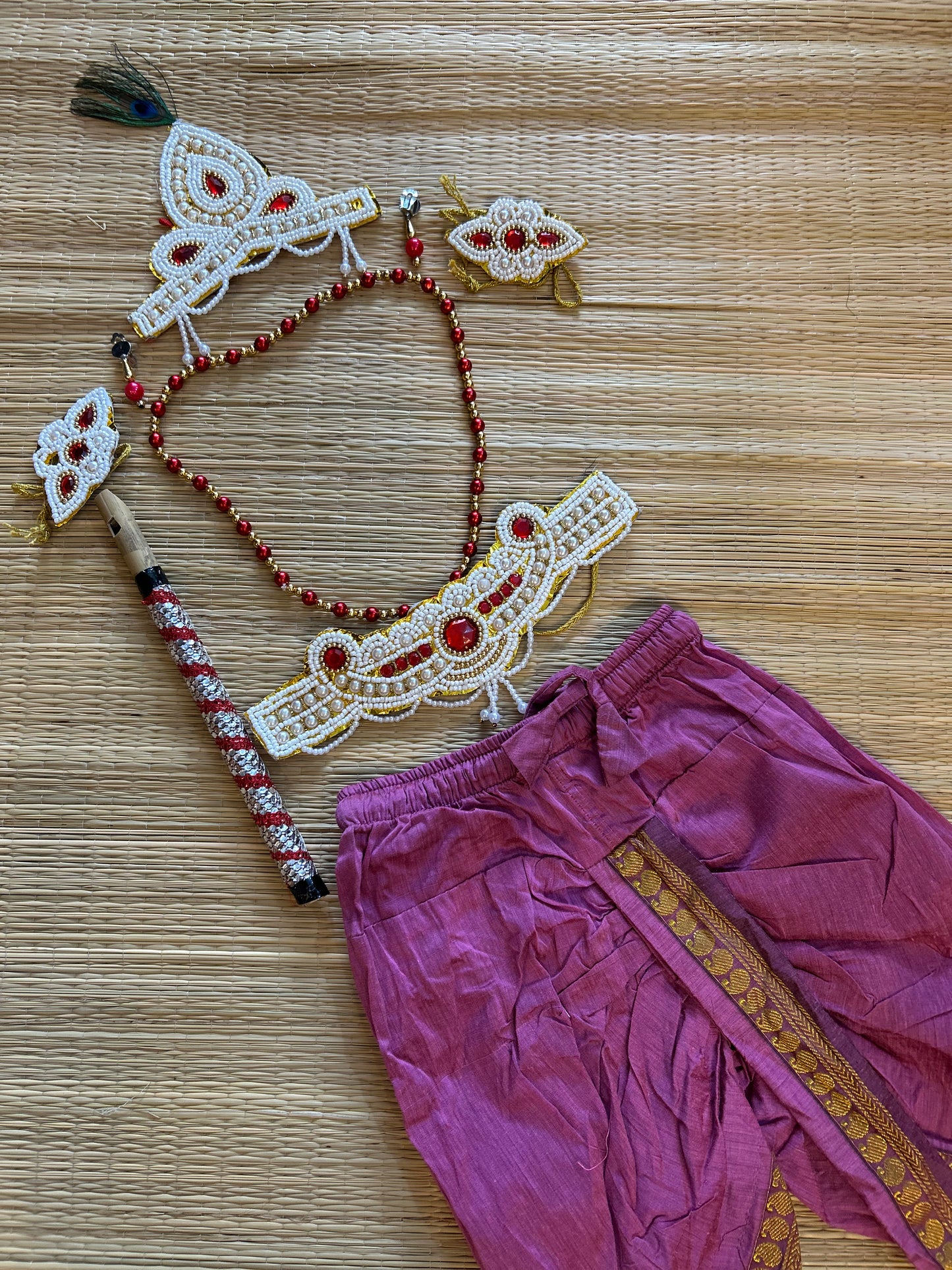 Krishna Dress Set for Baby Boy | Janmashtami dress | Krishna dress for newborn | Pink dhoti