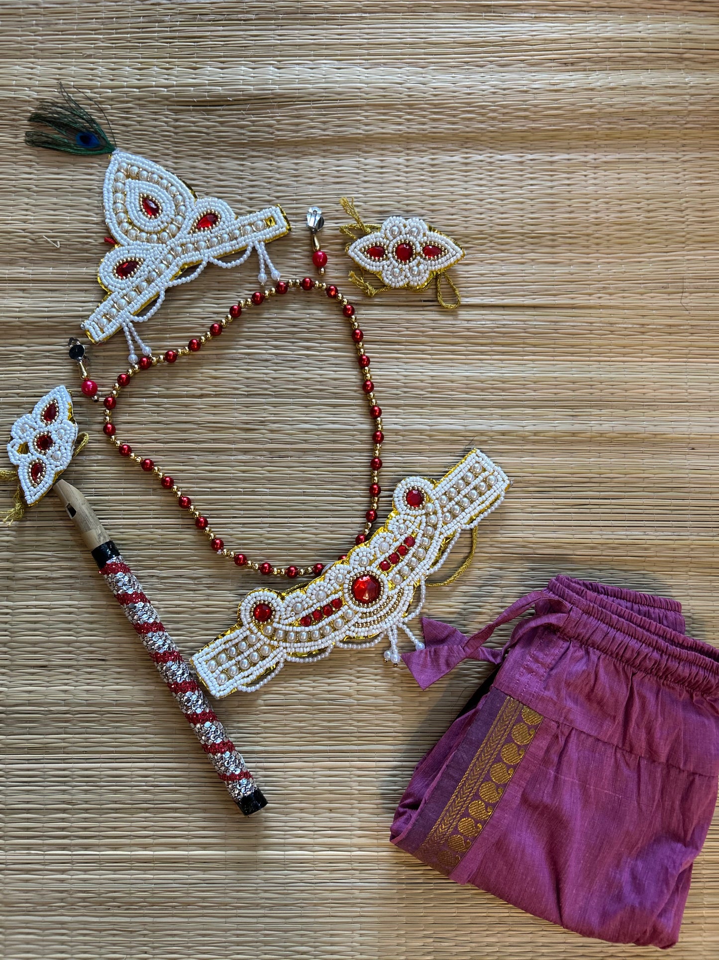Krishna Dress Set for Baby Boy | Janmashtami dress | Krishna dress for newborn | Pink dhoti