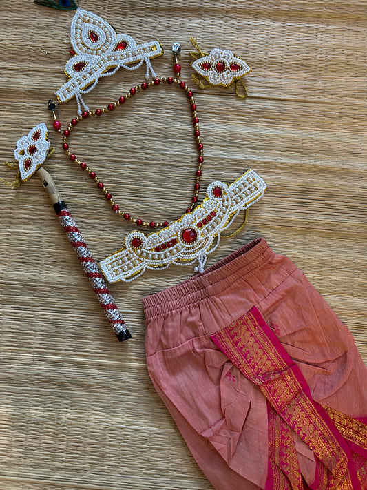 Krishna Dress Set for Baby Boy | Janmashtami dress | Krishna dress for newborn | Blush pink dhoti