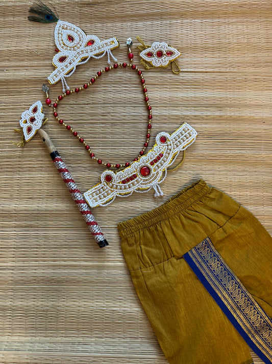 Krishna Dress Set for Baby Boy | Janmashtami dress | Krishna dress for newborn | mustard with blue dhoti