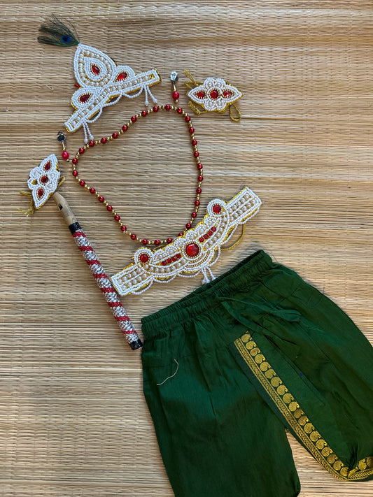 Krishna Dress Set for Baby Boy | Janmashtami dress | Krishna dress for newborn | Bottle green dhoti