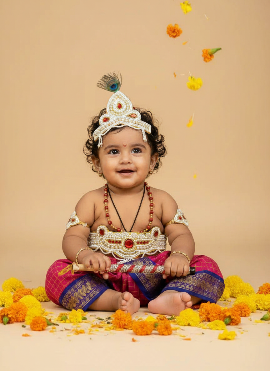 Assorted Krishna Dress Set for Baby Boy | Janmashtami dress | Krishna dress for newborn | Mix color dhoti