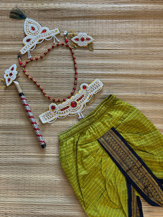 Krishna Dress Set for Baby Boy | Janmashtami dress | Krishna dress for newborn | Green with navy blue dhoti