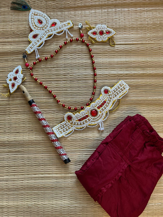 Krishna Dress Set for Baby Boy | Janmashtami dress | Krishna dress for newborn | Maroon Dhoti
