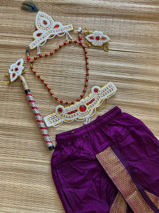 Krishna Dress Set for Baby Boy | Janmashtami dress | Krishna dress for newborn | Wine dhoti
