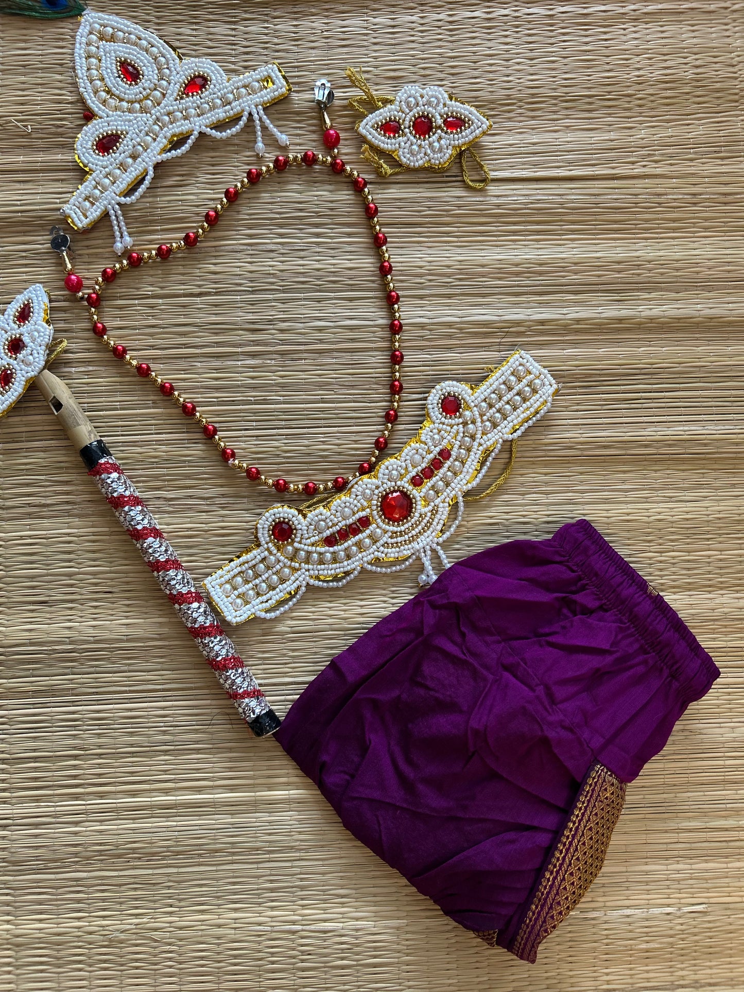 Krishna Dress Set for Baby Boy | Janmashtami dress | Krishna dress for newborn | Wine dhoti