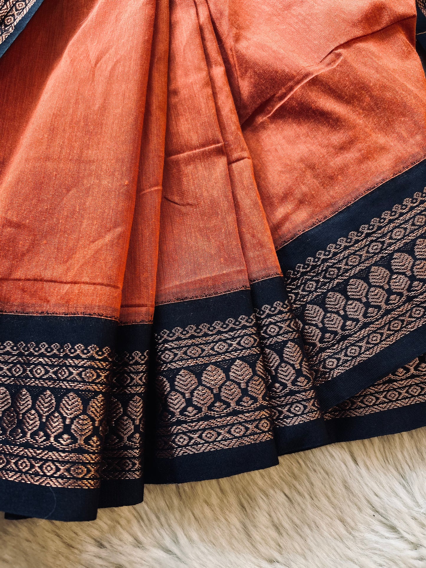 Black and orange  - Ready to wear saree for kids Ethnic wear for baby girl