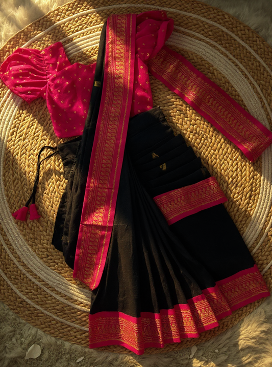 Black and Pink  - Ready to wear saree for kids Ethnic wear for baby girl