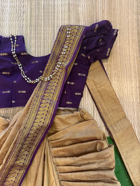 Golden hue and wine  - Ready to wear saree for kids Ethnic wear for baby girl