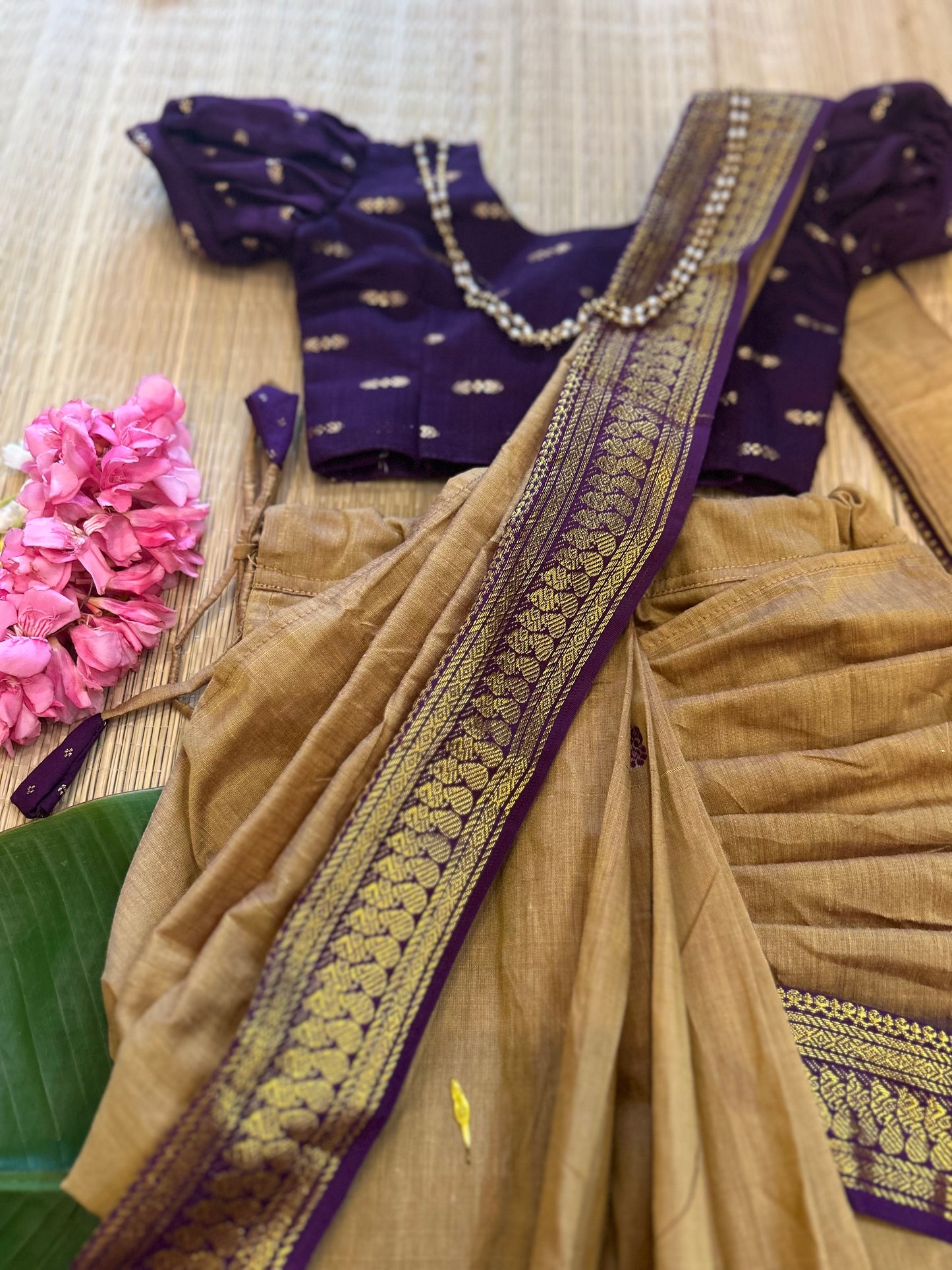 Golden hue and wine  - Ready to wear saree for kids Ethnic wear for baby girl