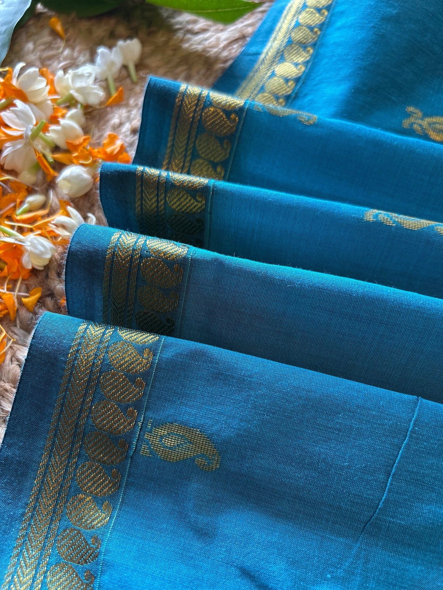 Aqua blue and wine - Premium Cotton Silk Saree with Contrast Blouse