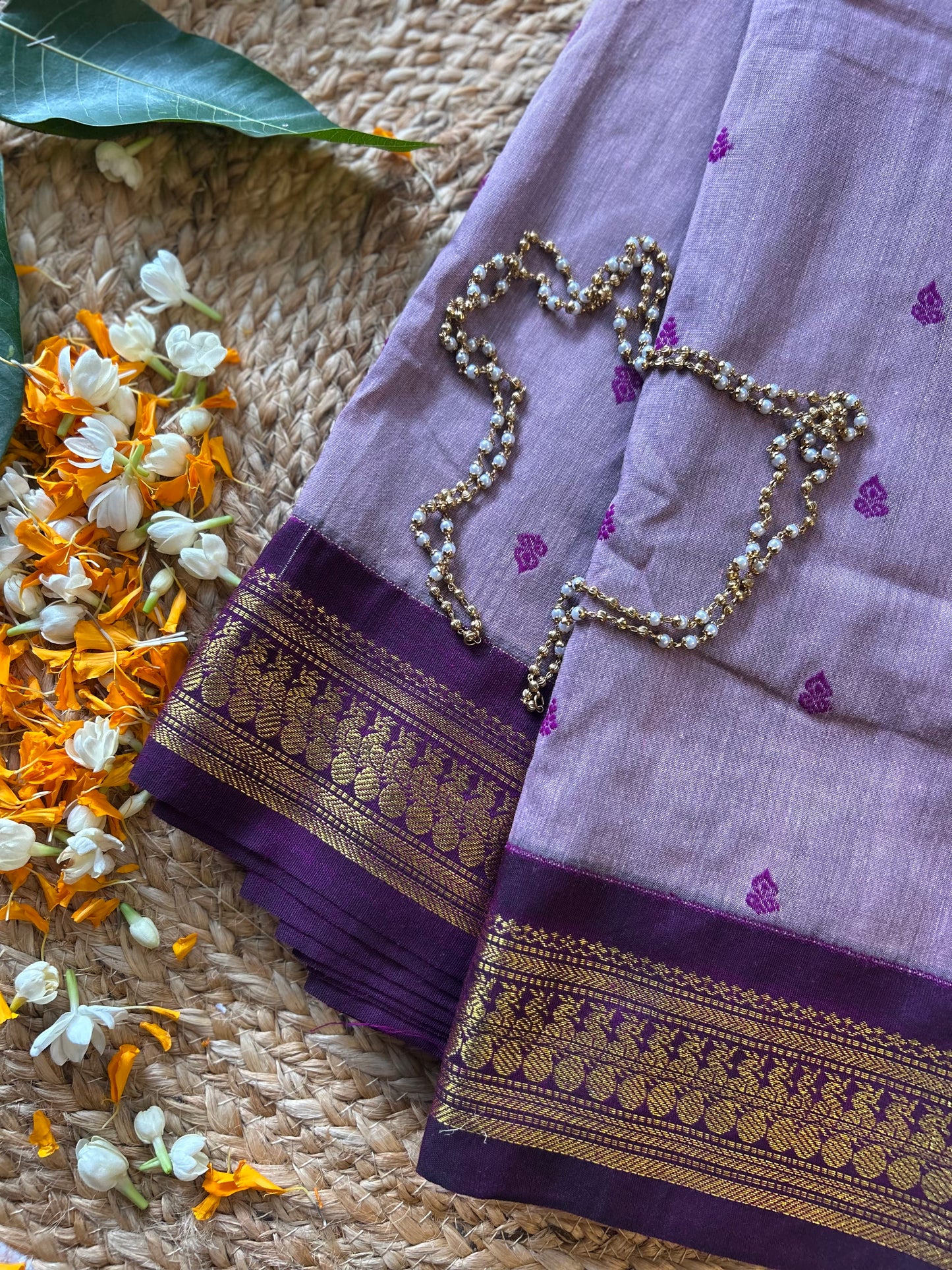 Wine and Lavenderish Grey - Premium Cotton Silk Saree with Contrast Blouse