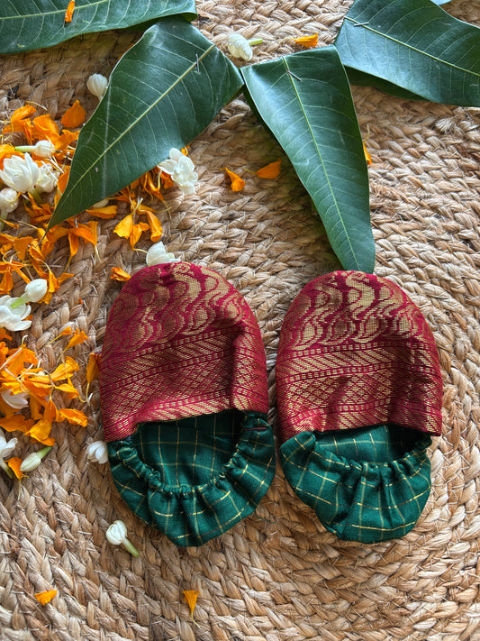 Bottle green and red Shoes for baby