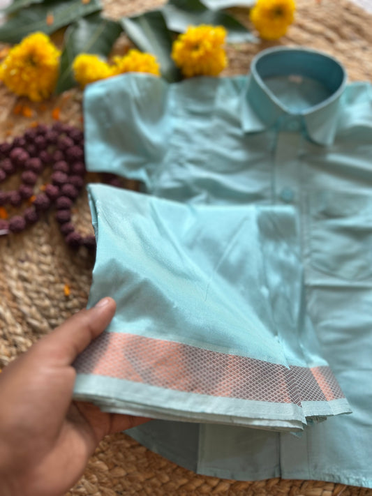 Sky Blue - Shirt Vesti Semi-Silk for Baby Boy
