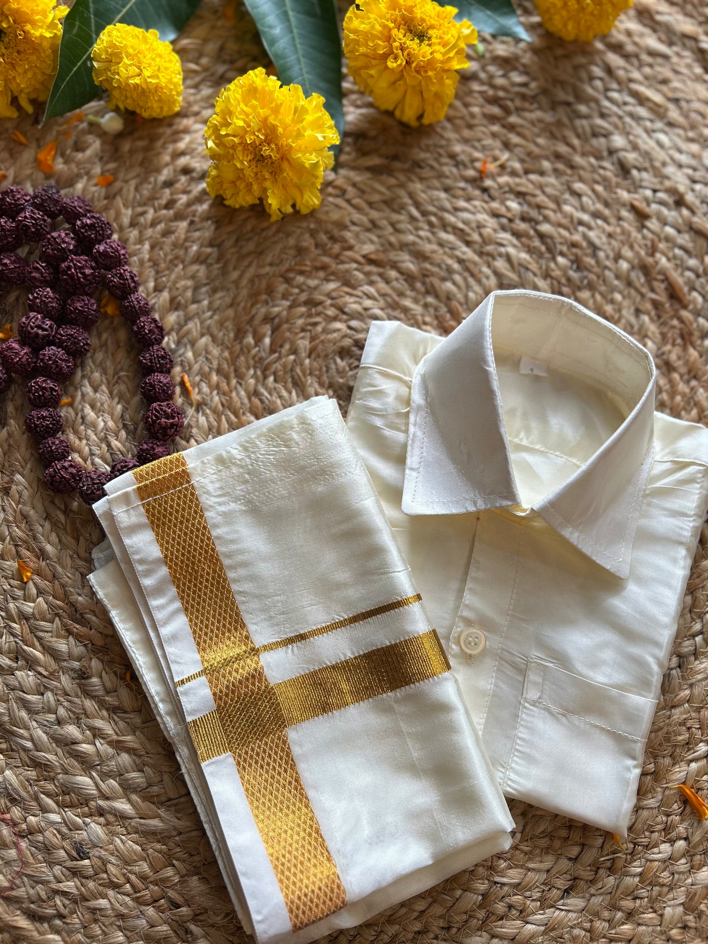 White - Shirt Vesti Semi-Silk for Baby Boy