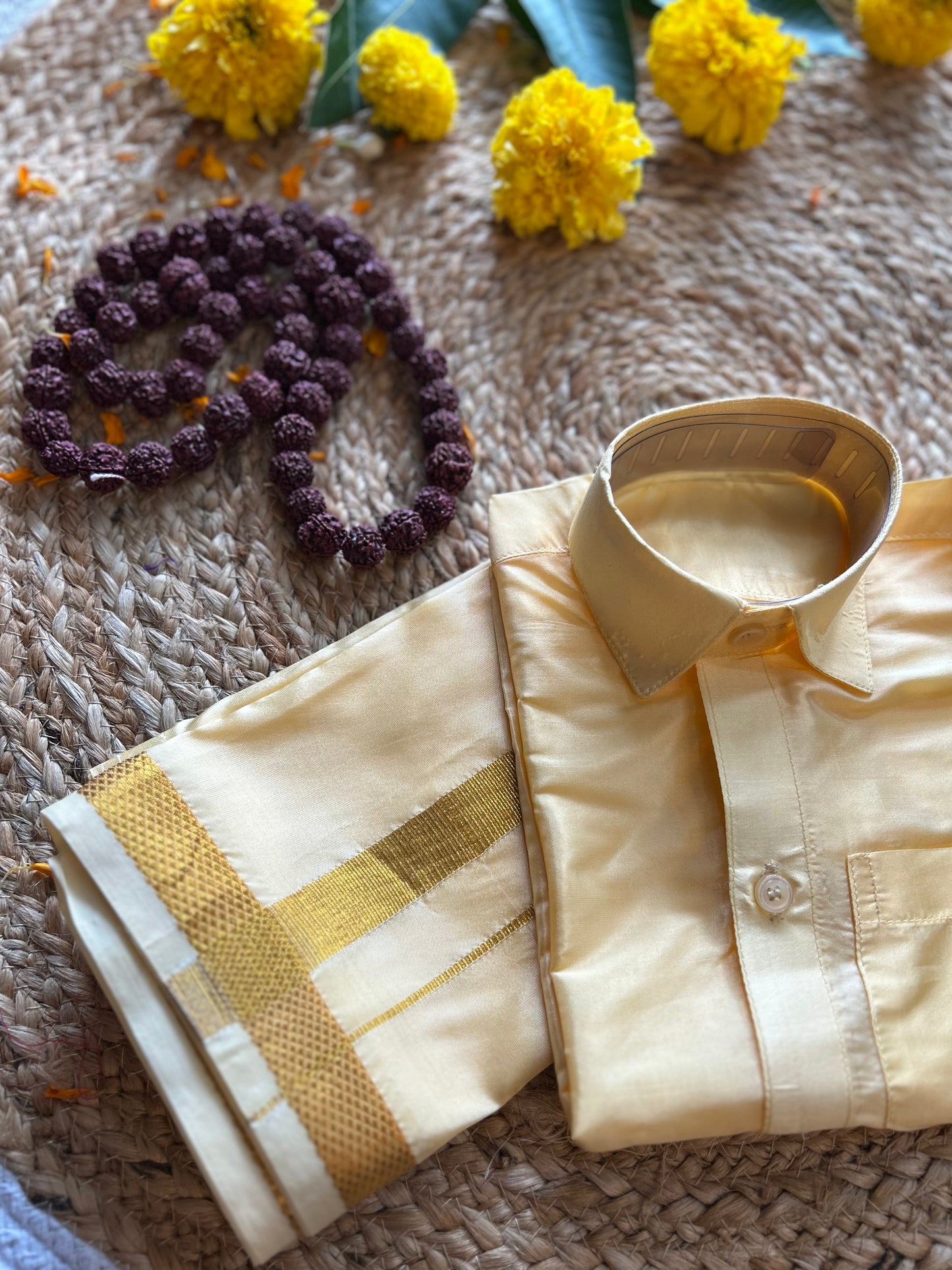 Gold - Shirt Vesti Semi-Silk for Baby Boy