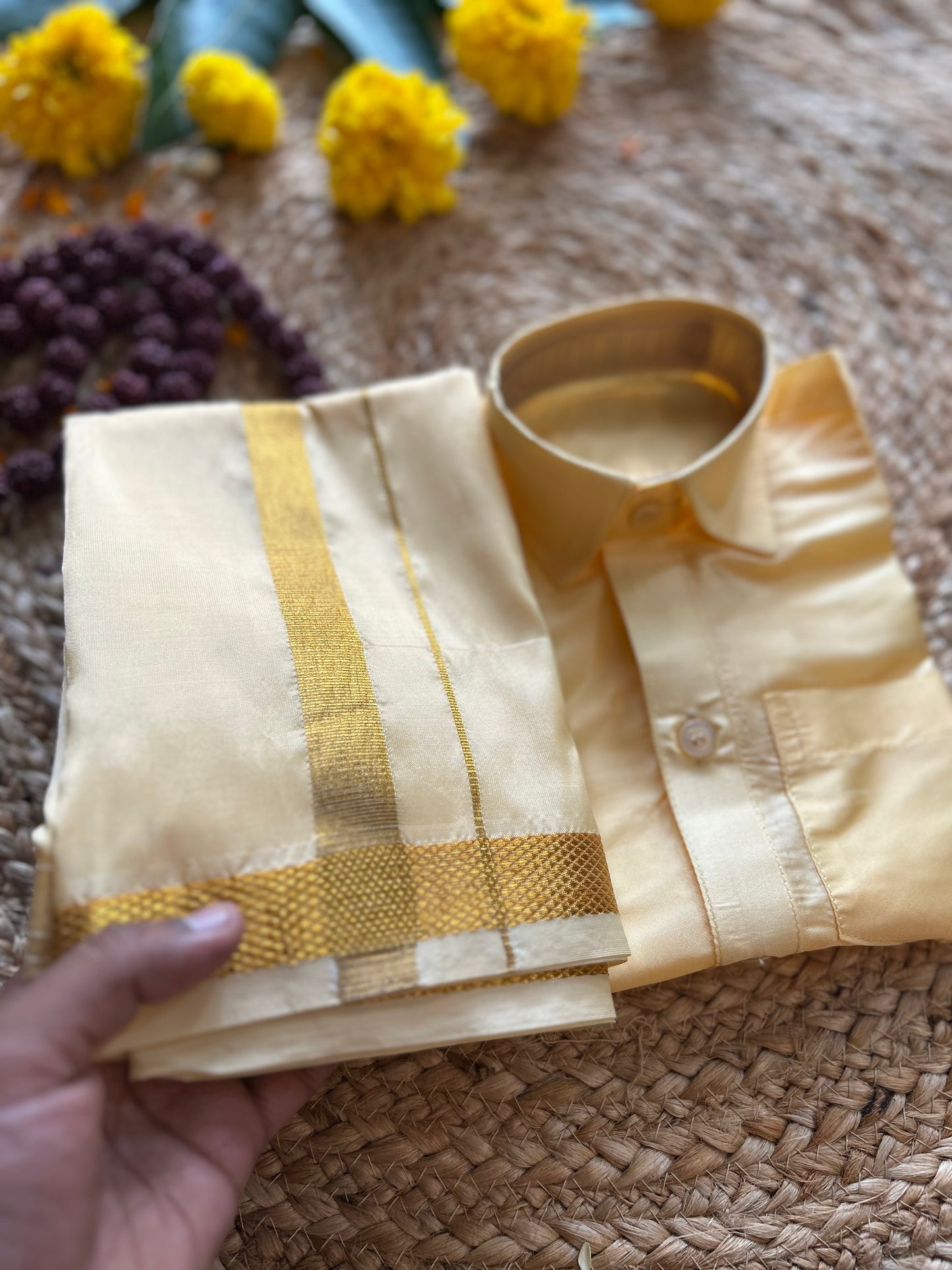 Gold - Shirt Vesti Semi-Silk for Baby Boy