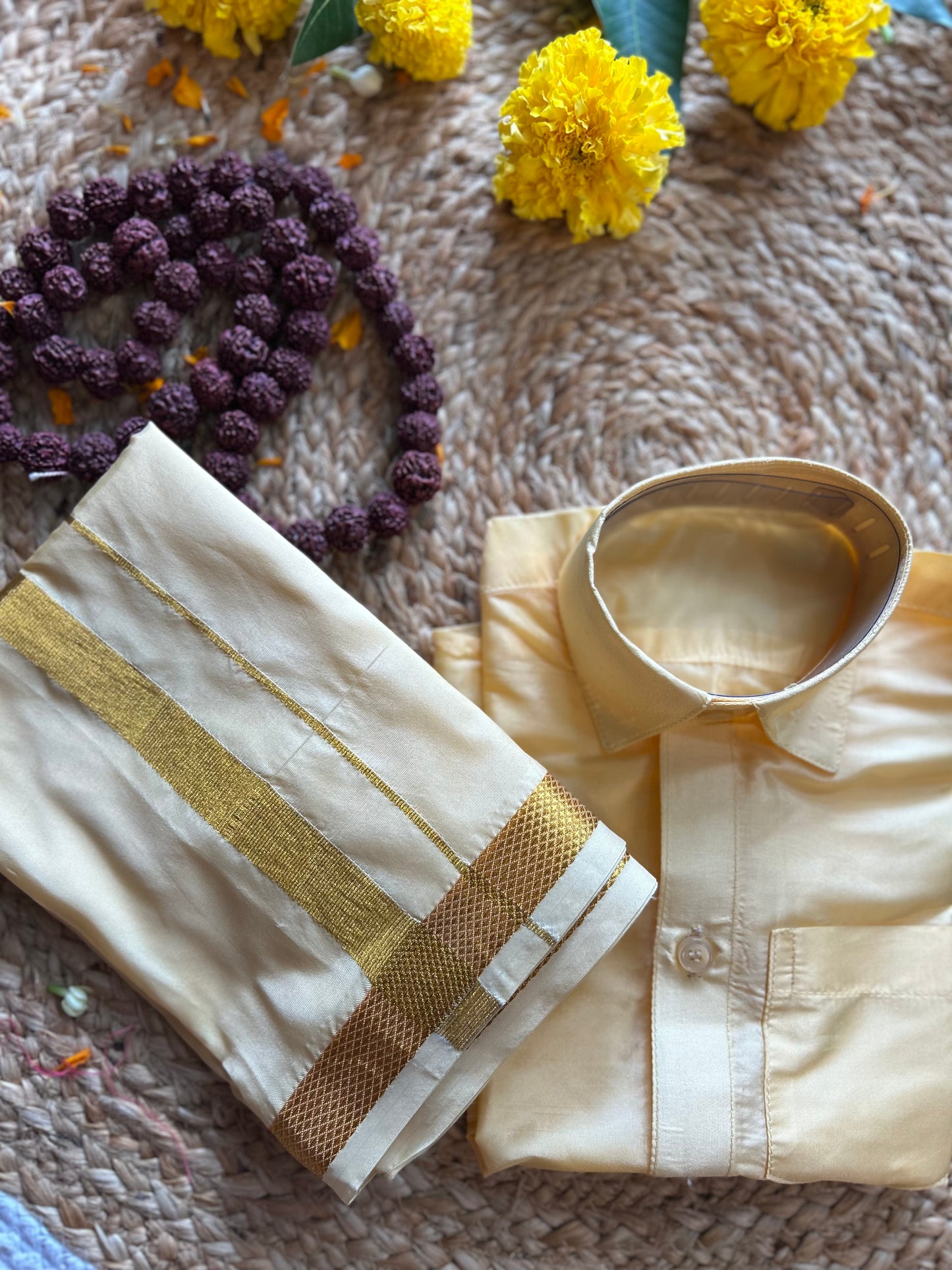 Gold - Shirt Vesti Semi-Silk for Baby Boy