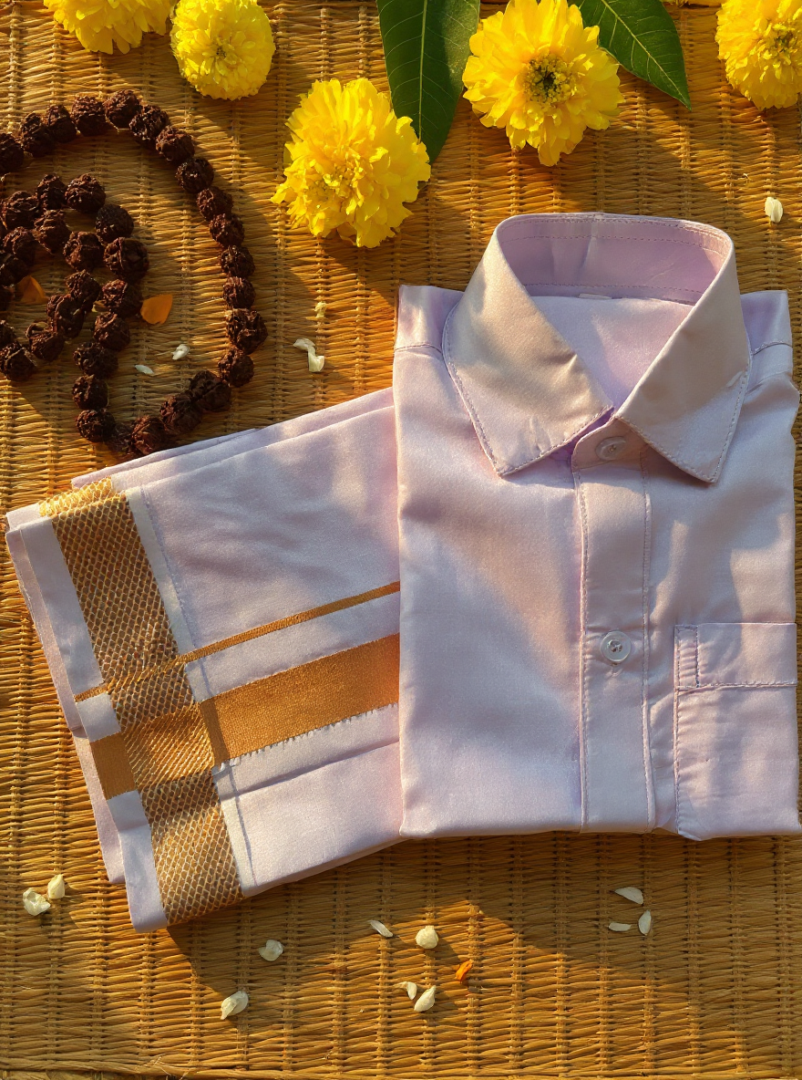 Lavendar - Shirt Vesti Semi-Silk for Baby Boy