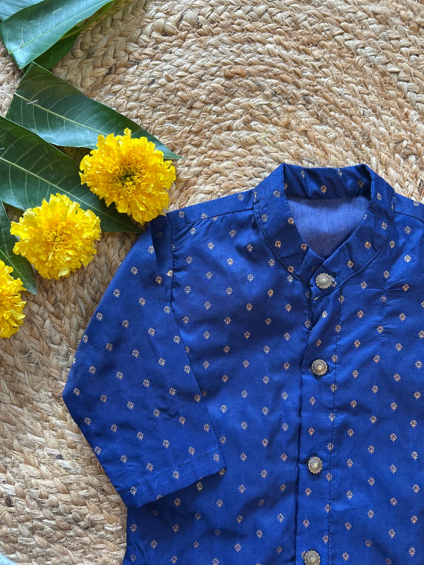 Green & Navy Blue Dhoti Kurta for Baby Boys