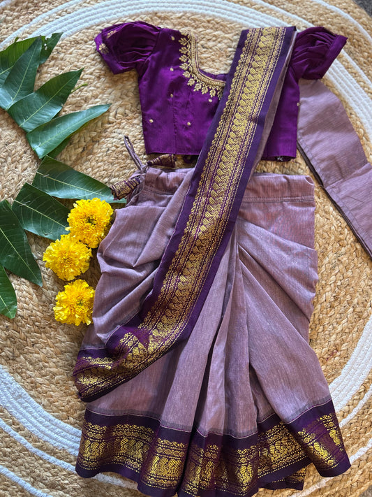 Lavendar and wine  - Ready to wear saree for kids Ethnic wear for baby girl