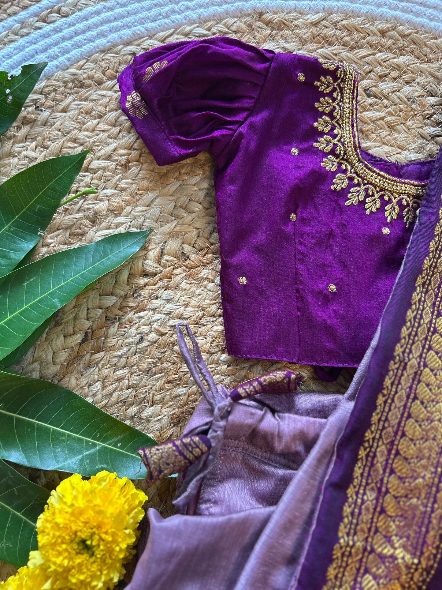 Lavendar and wine  - Ready to wear saree for kids Ethnic wear for baby girl