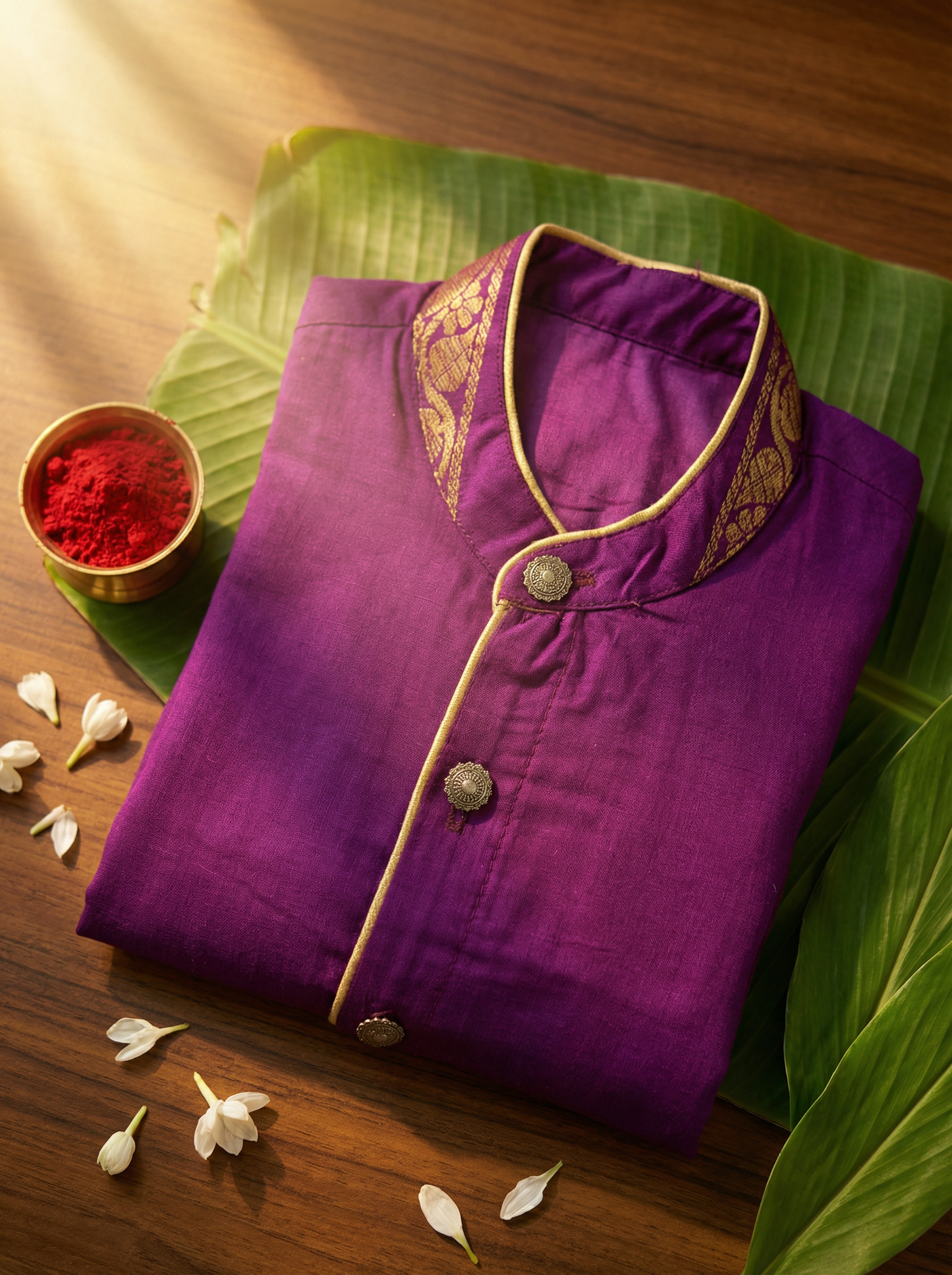 Best seller wine cotton silk kurta baby boy ethnic top wear
