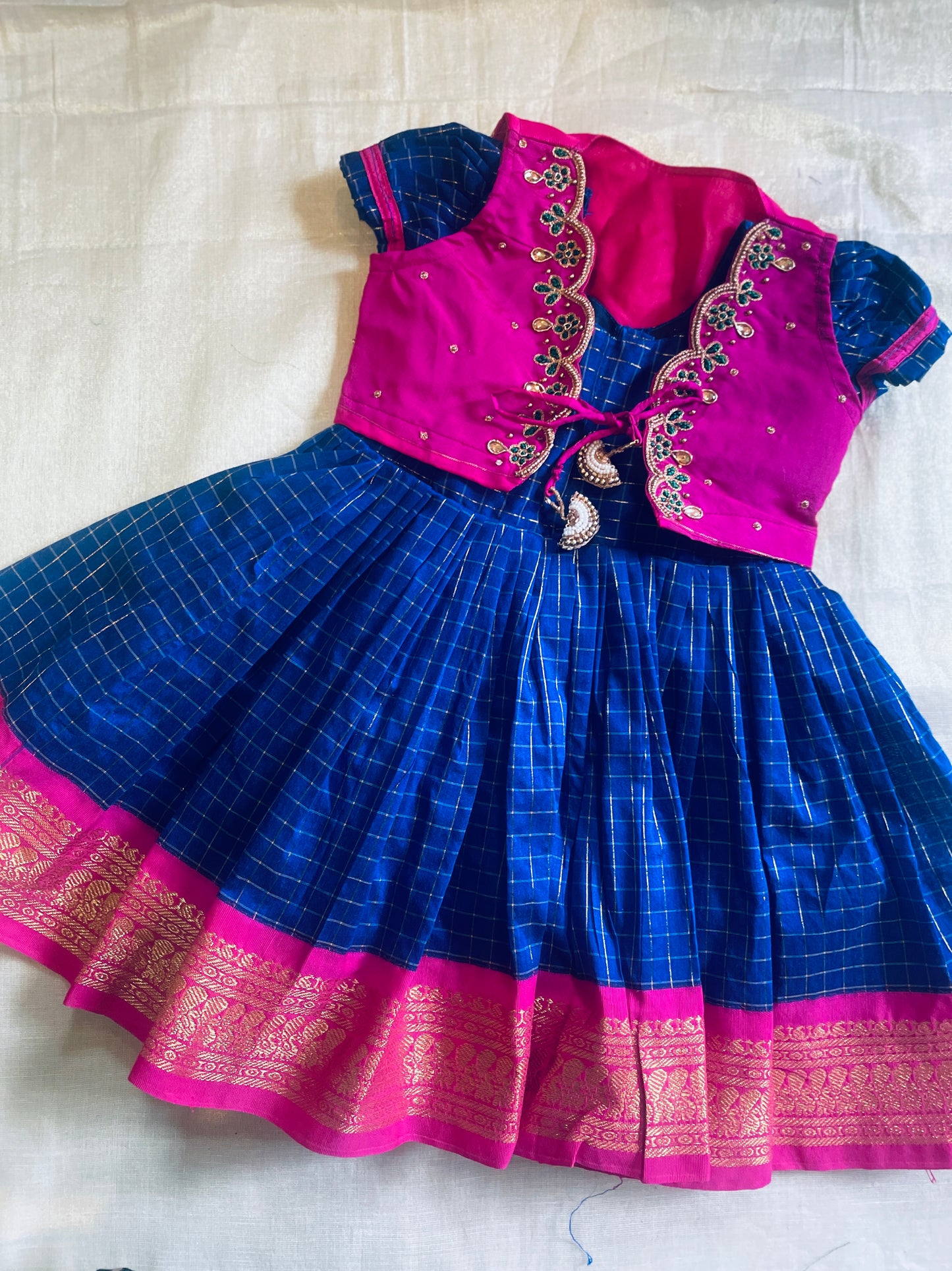 Traditional pink and blue ethnic dress langa jacket for baby girl