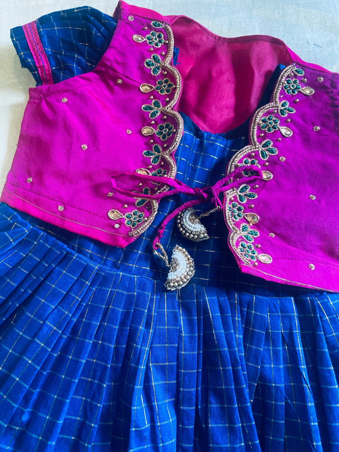 Traditional pink and blue ethnic dress langa jacket for baby girl