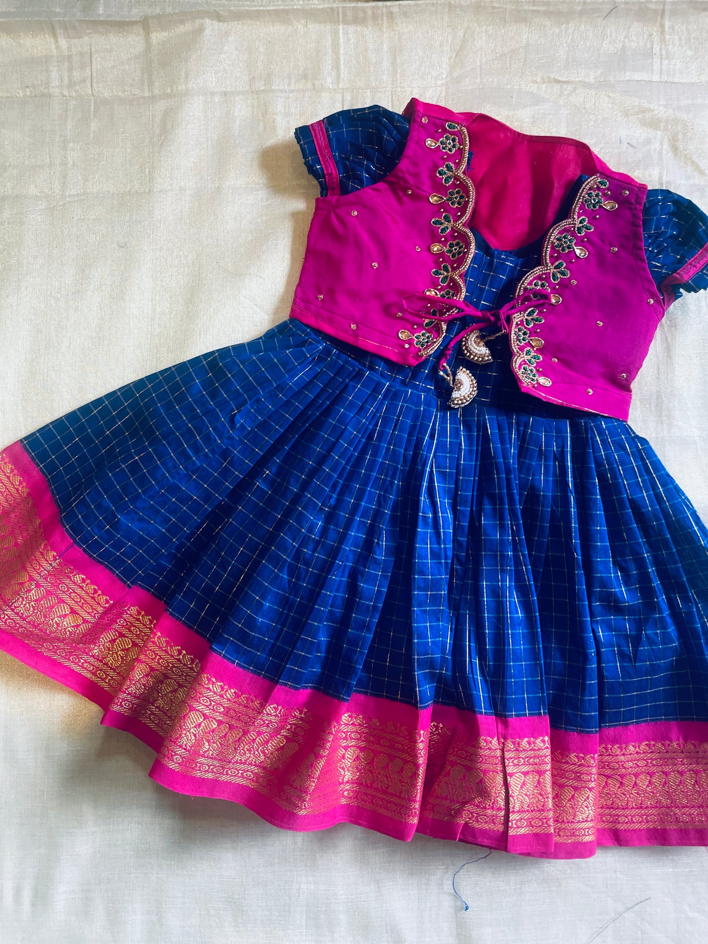 Traditional pink and blue ethnic dress langa jacket for baby girl