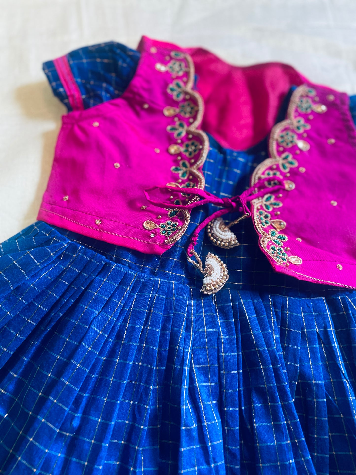 Traditional pink and blue ethnic dress langa jacket for baby girl