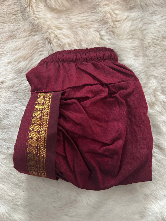 Pure Linen White and Maroon Kurta Dhoti for baby boy