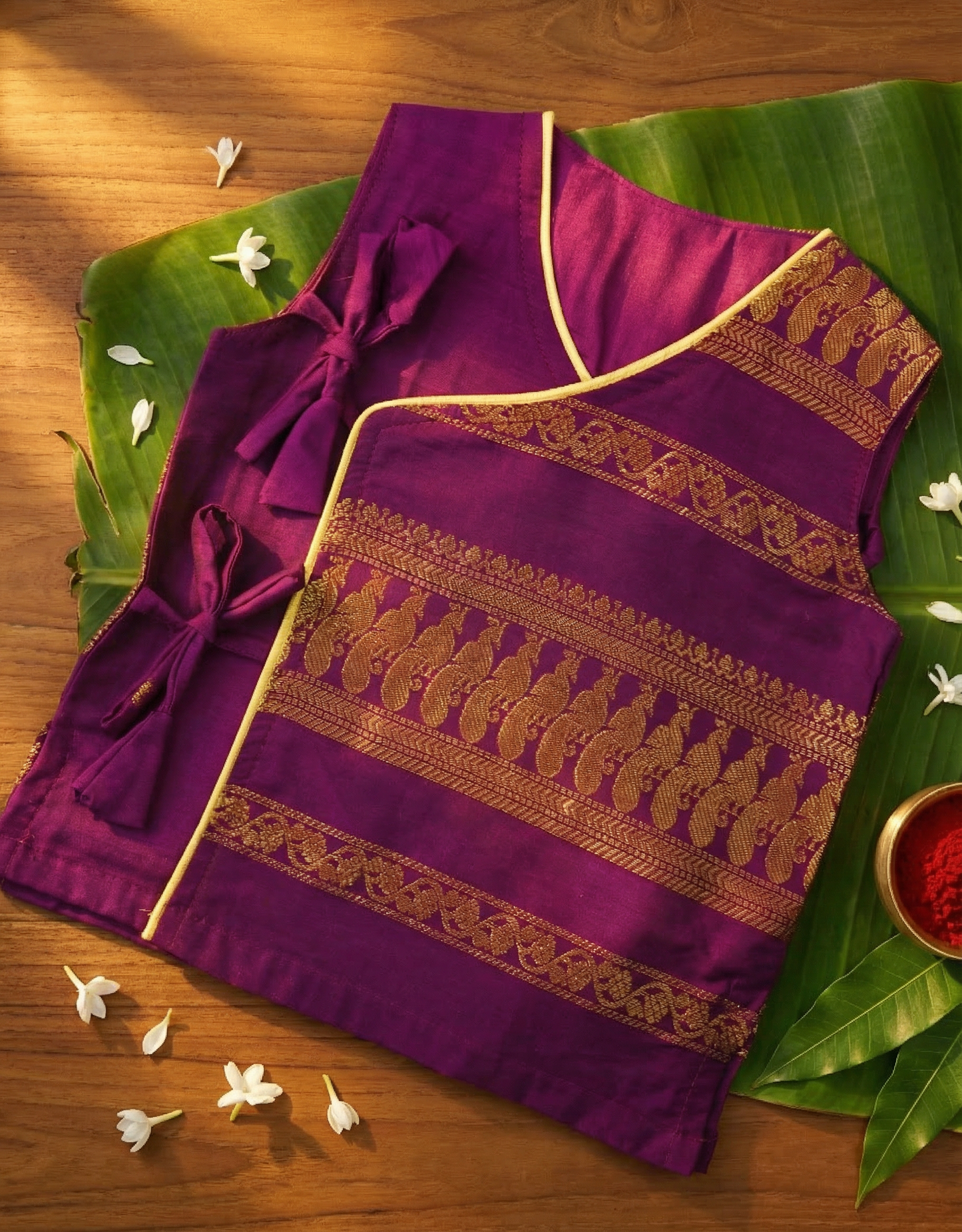 Wine angrakha cotton silk kurta top baby boy ethnic wear